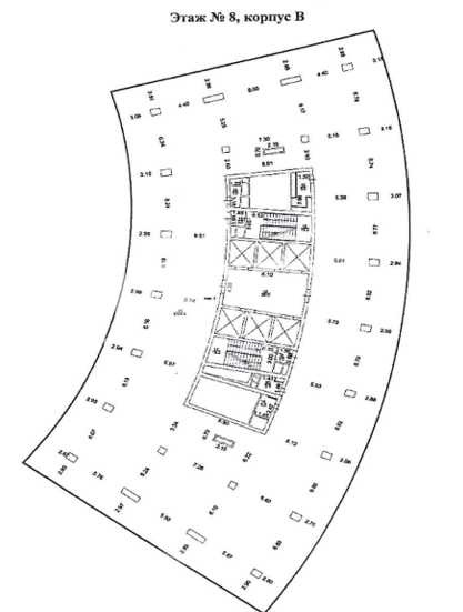 Планировка офиса 1394.2 м², 8 этаж, Бизнес-центр «Лотос»