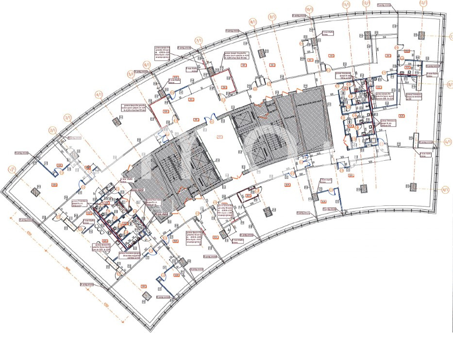 Планировка офиса 1394.7 м², 12 этаж, Бизнес-центр «Лотос»